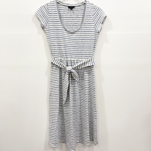 Lucky Brand Scoop Neck Dress Stripe Tie-Waist Blue - Picture 2 of 9